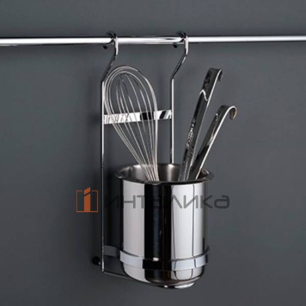 Навесной держатель с металлическим стаканом KESSEBOHMER Linero Classic, 140х165х365мм, хром матовый – 2