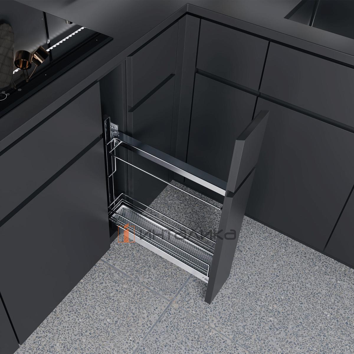 Бутылочница KESSEBOHMER №15, с противнедержателем, 1 полка Arena classic с доводчиком на закрывание, 150х500х540, G10, хром