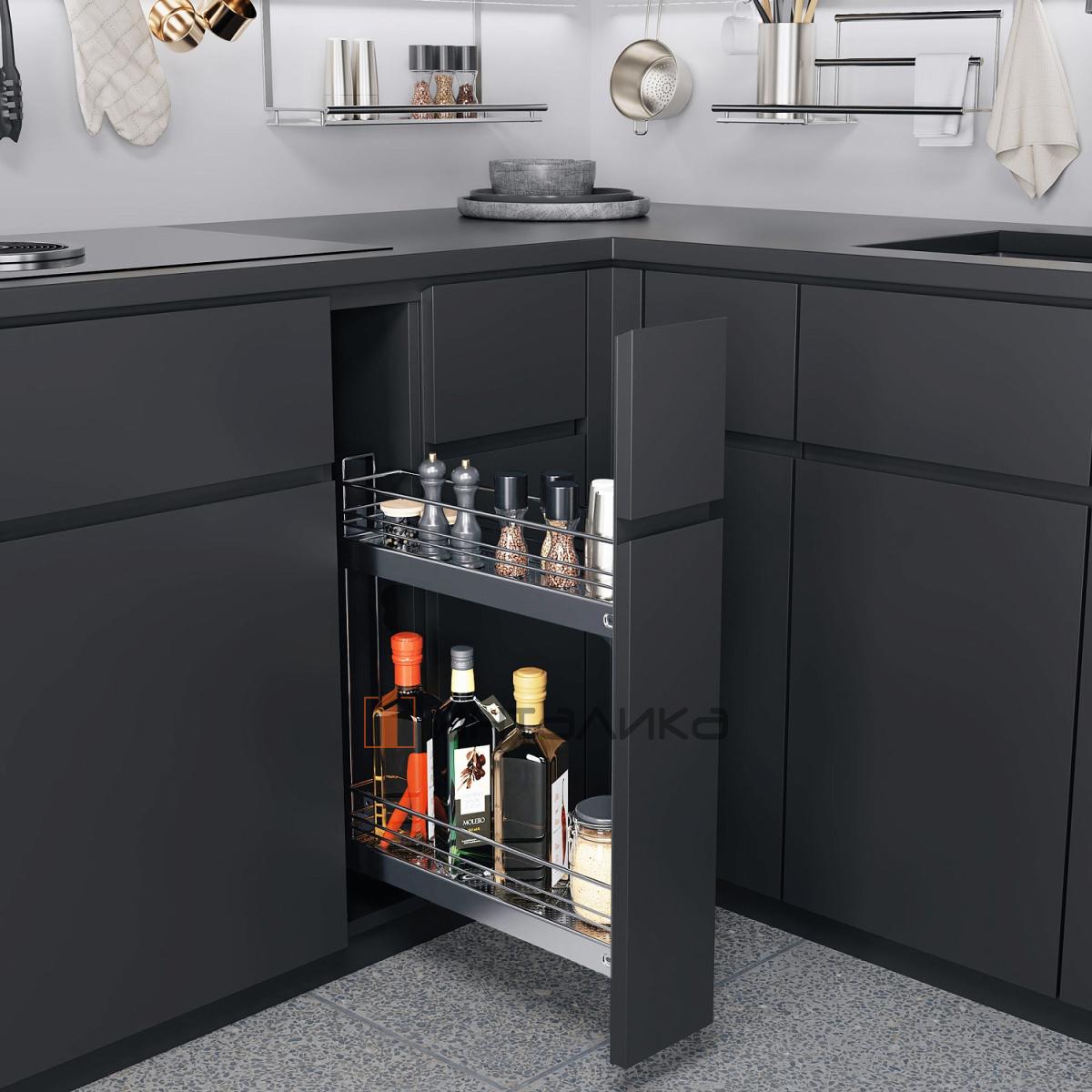 Бутылочница KESSEBOHMER №15, 2 полки Arena classic с доводчиком на закрывание, 150х500х540, G12, хром