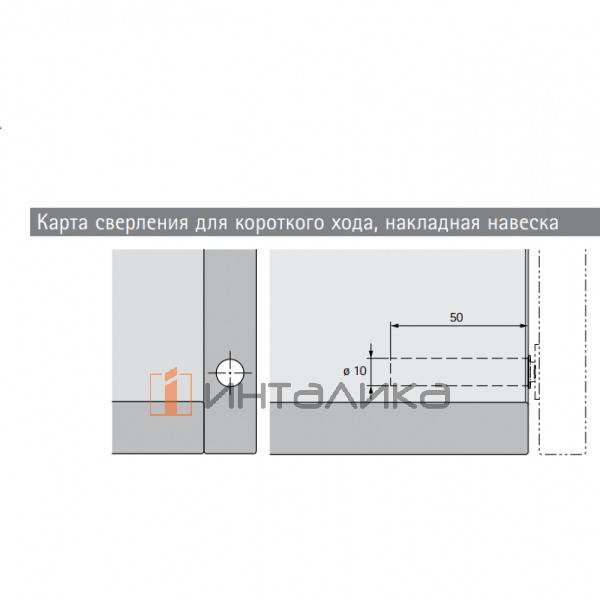 Механизм HETTICH* P2O Magnet для петель без пружины, короткий ход, под запрессовку, антрацит – 2