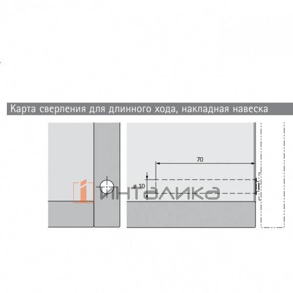 Механизм HETTICH* P2O Magnet для петель без пружины, длинный ход, под запрессовку, антрацит – 2
