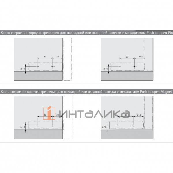 Адаптер HETTICH Design для механизмов P2O Magnet и P2O Pin, под прикручивание, никель – 3