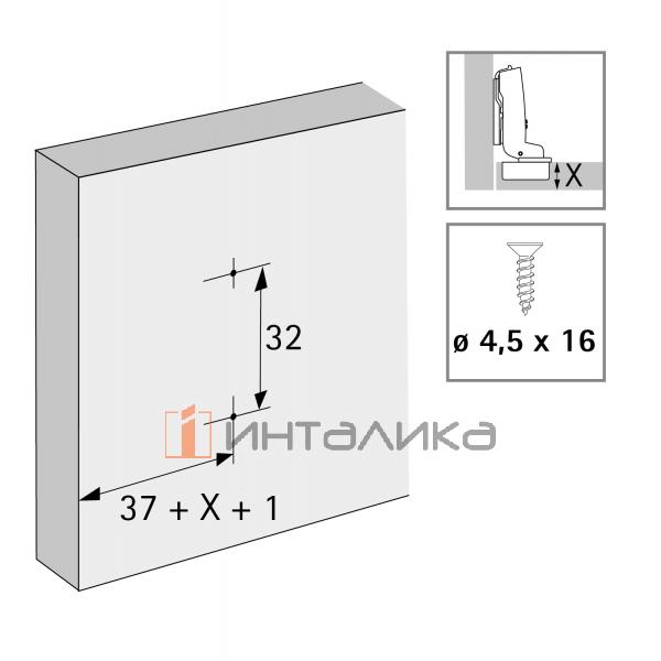 Монтажная планка крестообразная HETTICH System 8099 для Sensys / Intermat, LR37, D5, под прикручивание – 3