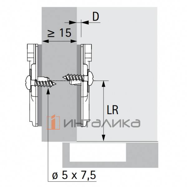 Монтажная планка крестообразная System 8099 HETTICH* Direct для Sensys / Intermat, LR37, D0, со штифтами и специальными винтами – 2
