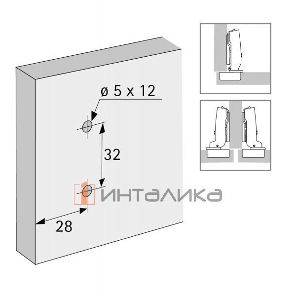 Монтажная планка крестообразная HETTICH System 8099 для Sensys / Intermat, LR28, D3, с предустановленными евровинтами – 2