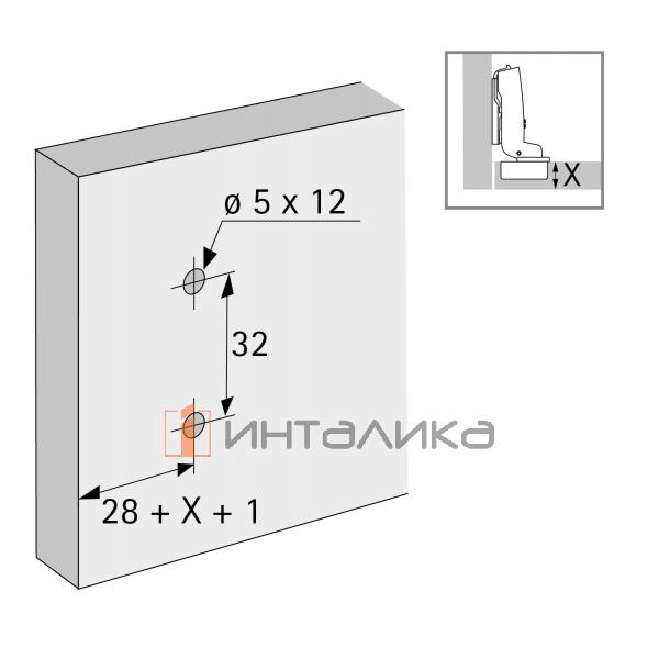 Монтажная планка крестообразная HETTICH System 8099 для Sensys / Intermat, LR28, D3, с предустановленными евровинтами – 3