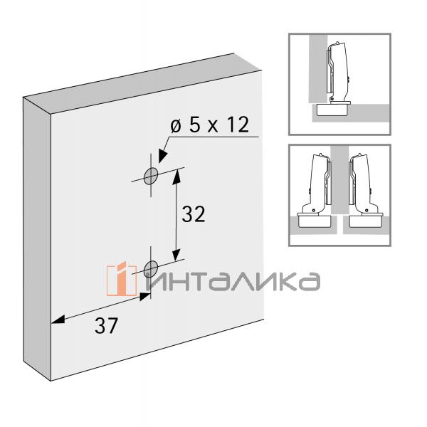 Монтажная планка крестообразная HETTICH System 8099 для Sensys / Intermat, LR37, D0, с предустановленными евровинтами – 3