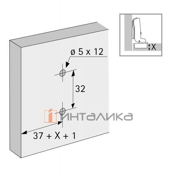 Монтажная планка крестообразная HETTICH System 8099 для Sensys / Intermat, LR37, D3, с предустановленными евровинтами – 3