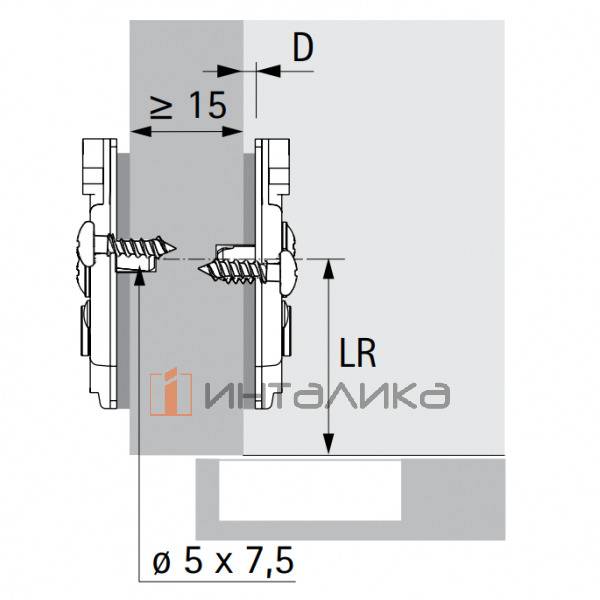 Монтажная планка крестообразная System 8099 HETTICH Direct для Sensys / Intermat, LR37, D1.5, со штифтами и специальными винтами, с эксцентриком – 2