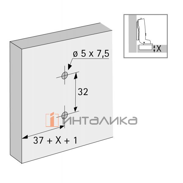Монтажная планка крестообразная System 8099 HETTICH Direct для Sensys / Intermat, LR37, D3, со штифтами и специальными винтами, с эксцентриком – 3