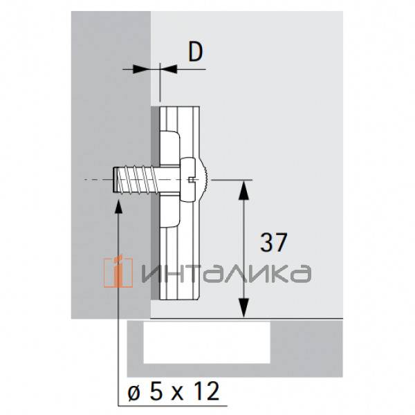 Крестовая ответная планка HETTICH Slide On, D=1,5, с евровинтами, (37/32 мм), (V400), никель – 2
