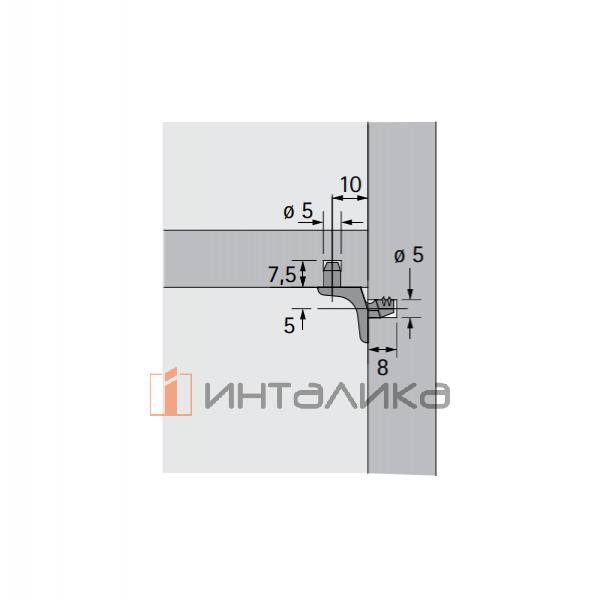 Полкодержатель HETTICH Sekura 1.1, со штифтом, Ø 5мм, цинк, никель – 2