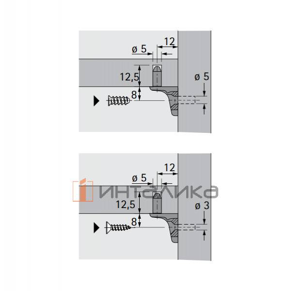 Полкодержатель HETTICH Sekura 7, для винтов с потайной головкой, Ø 5мм, цинк, никель – 2