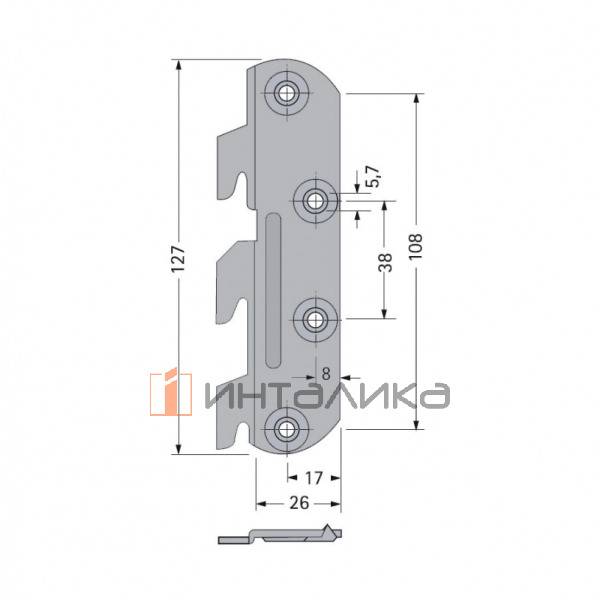 Соединительная стяжка HETTICH, для кроватных конструкций, с фиксатором, высота 130 мм, элемент с 3-мя крюками, тип 2, никель, (V500) – 2