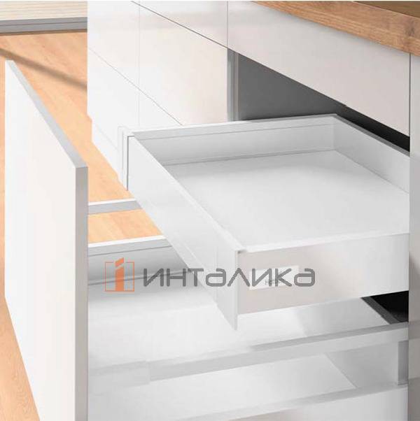 Внутренний ящик стандартный HETTICH InnoTech Atira Quadro 25 Silent System частичное выдвижение, B450, H70, NL420, G25, белый – 1