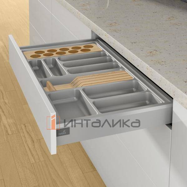 Организация HETTICH OrgaTray 440 для ящиков InnoTech Atira | AvanTech You | ArciTech, B251-300, T370-440, H55, пластик, серебристый – 3