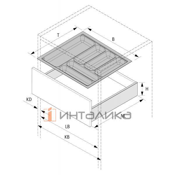 Организация HETTICH OrgaTray 440 для ящиков InnoTech Atira | AvanTech You | ArciTech, B451-500, T370-440, H55, пластик, белый – 5