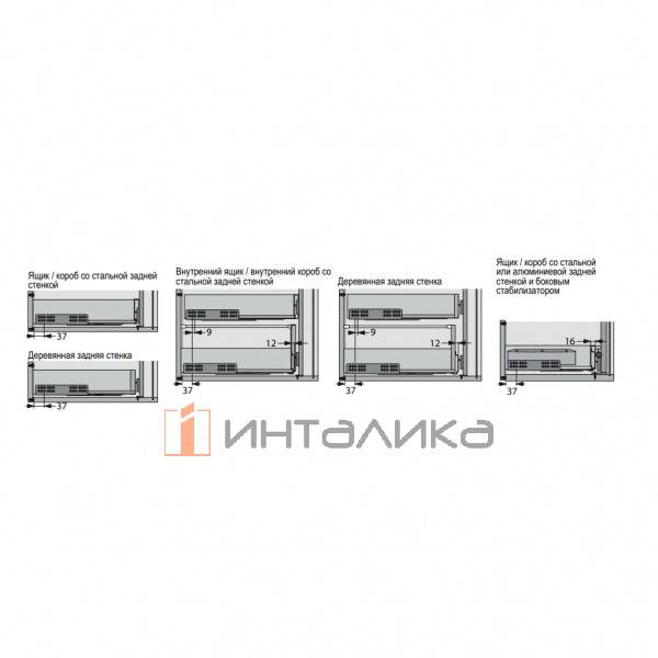 Угол для задней стенки HETTICH* InnoTech для системы Easys, 16 мм – 3