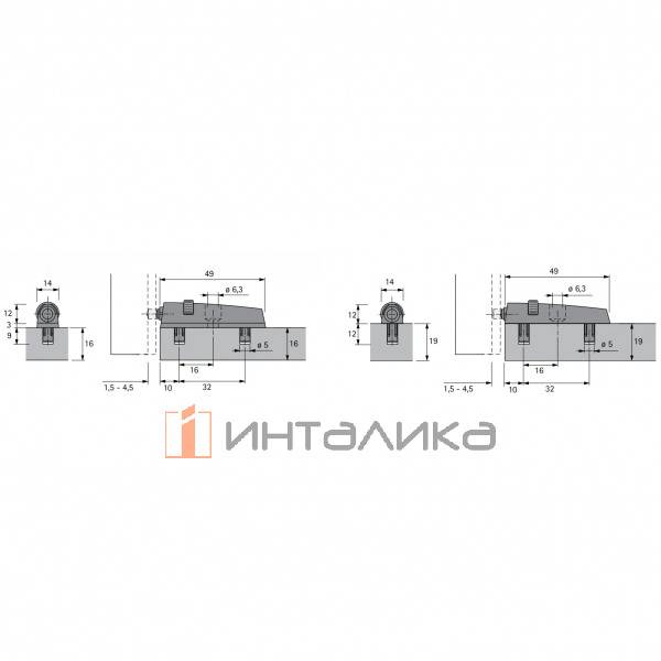 Комплект демпферов передней панели HETTICH* на боковину корпуса – 2