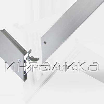 Фасадный профиль CLIPPER, для наклейки стекла 4мм, L3м, алюминий, серебро