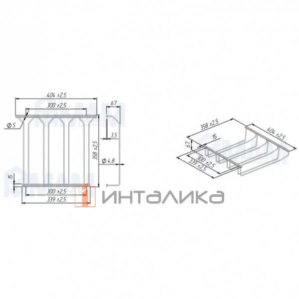 Секция из 4-х бокалодержателей, крепл. на саморезы, хром – 2