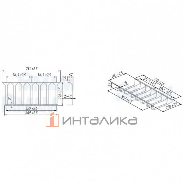Секция из 7-ми бокалодержателей, крепл. на саморезы, хром – 2