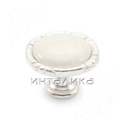 Ручка-кнопка серебро Венецианское/керамика молочная (WPO.48.01.00.000.M5)