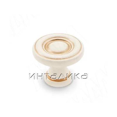 Ручка-кнопка D25мм cлоновая кость/золото винтаж (WPO.811.025.00V5)