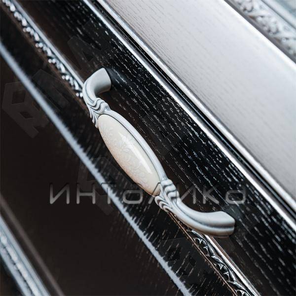 Ручка-скоба 128мм белый/серебро винтаж, керамика белые узоры (WMN.781.128.00V4) – 3