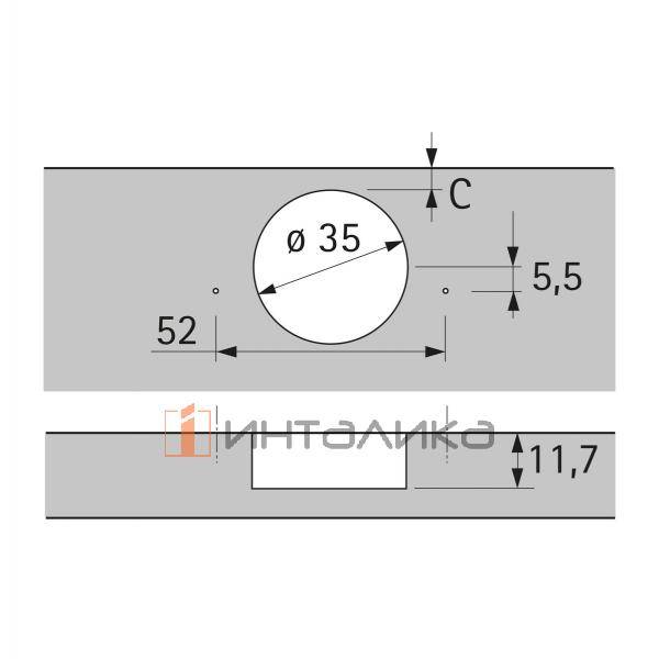 Петля HETTICH Sensys 8657i (B3) 165°, для дверей 15-32 мм, полунакладная, с доводчиком, Ø35, под саморезы, (V50), черный обсидиан – 4