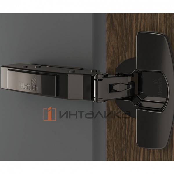 Петля HETTICH* Sensys 8675 (B3) 110°, для дверей 15-24 мм, полунакладная, без пружины, Ø35, под саморезы, (V50), черный обсидиан – 6