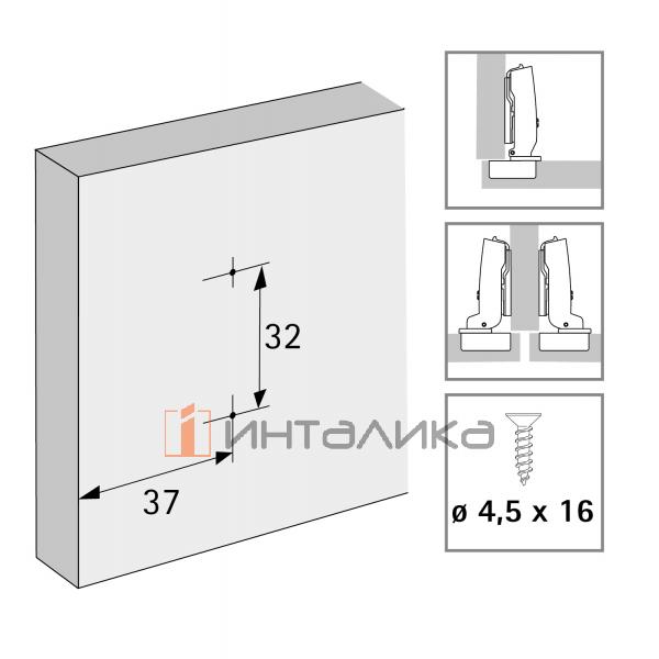 Монтажная планка крестообразная HETTICH System 8099 для Sensys / Intermat, LR37, D8, под прикручивание – 2