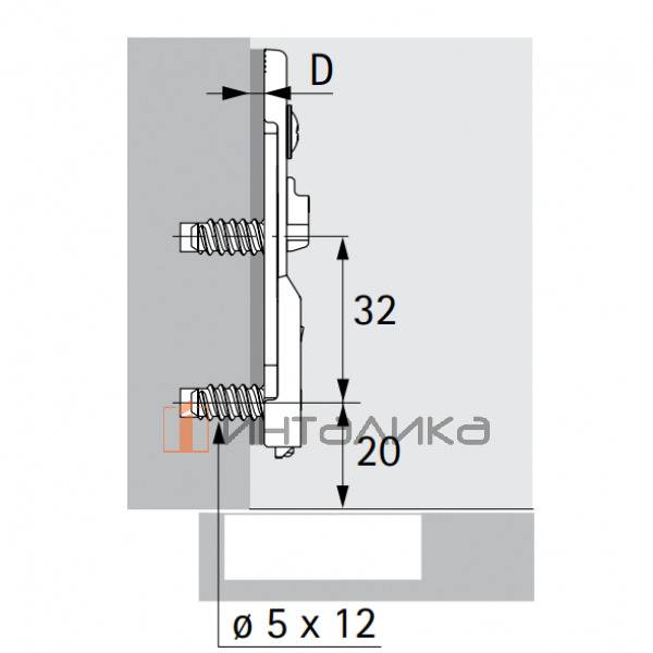 Монтажная планка линейная HETTICH System 8099 для Sensys / Intermat, LR20, D1.5, с предустановленными евровинтами, с эксцентриком – 2