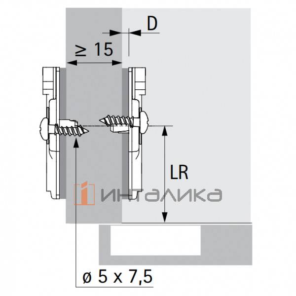 Монтажная планка крестообразная System 8099 HETTICH* Direct для Sensys, LR37, D5, со штифтами и специальными винтами, с эксцентриком, черный обсидиан – 2