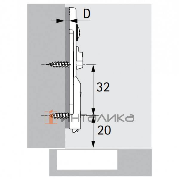 Монтажная планка линейная HETTICH System 8099 для Sensys, LR20, D3, под прикручивание, с эксцентриком, черный обсидиан – 2