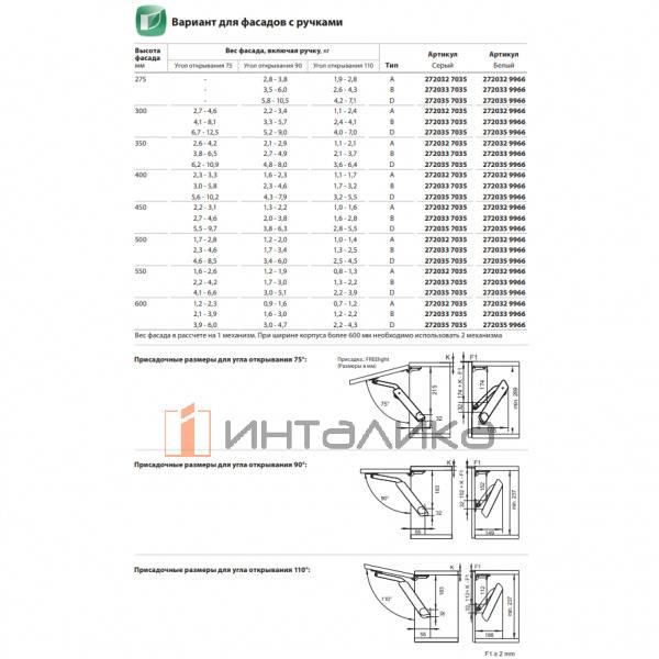 Силовой механизм с рычагом KESSEBOHMER FREELight, тип C, с заглушками и креплениями, серый – 3