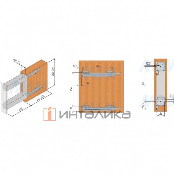 LAMINA Двухуровневая корзина, 150 мм, бок. крепл. лев., направл. Nova Pro (ELQGM152SXLGMSL) – 6
