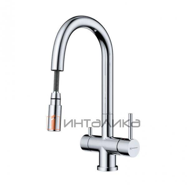 Смеситель Omoikiri AKITA-S однорычажный, с выводом питьевой воды, с гибким шлангом, хром – 3