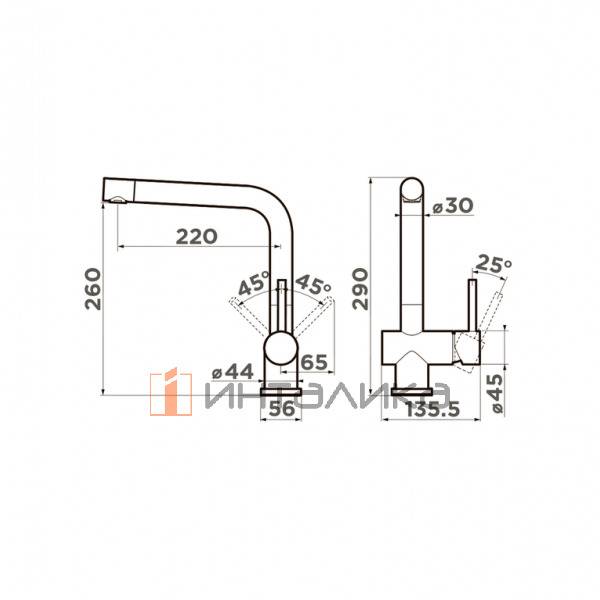 Смеситель Omoikiri KORIYAMA однорычажный, нержавеющая сталь – 2