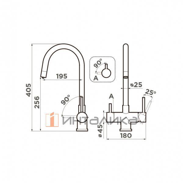 Смеситель Omoikiri AKITA однорычажный, с выводом для питьевой воды, нержавеющая сталь – 2