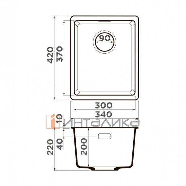 Мойка Omoikiri KATA 34-U Artgranit, 400, под столешницу, пастила – 2