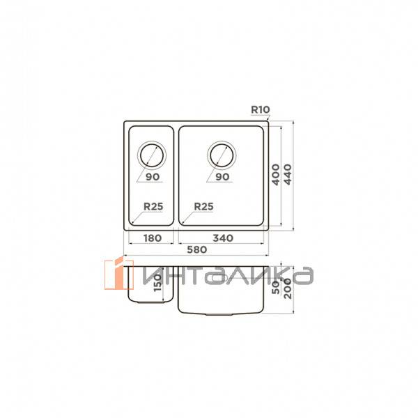 Мойка Omoikiri TADZAVA 58-2-U/I R нержавеющая сталь, 600, накладная, нержавеющая сталь – 2