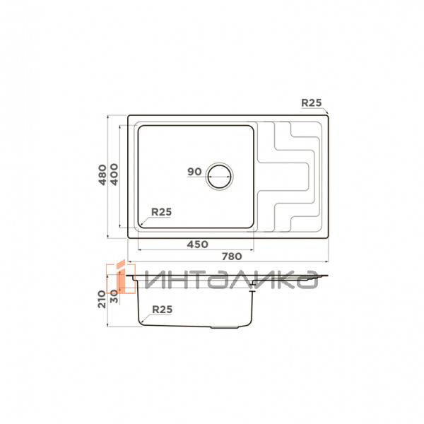 Мойка Omoikiri Mizu 78-LB нержавеющая сталь, 600, накладная, нержавеющая сталь – 2