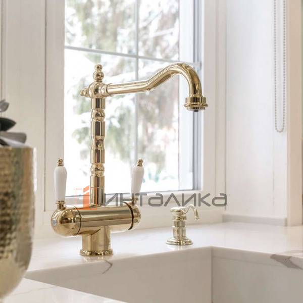 Смеситель Omoikiri AMAGASAKI двухрычажный, с выводом для питьевой воды, leningrad grey – 5