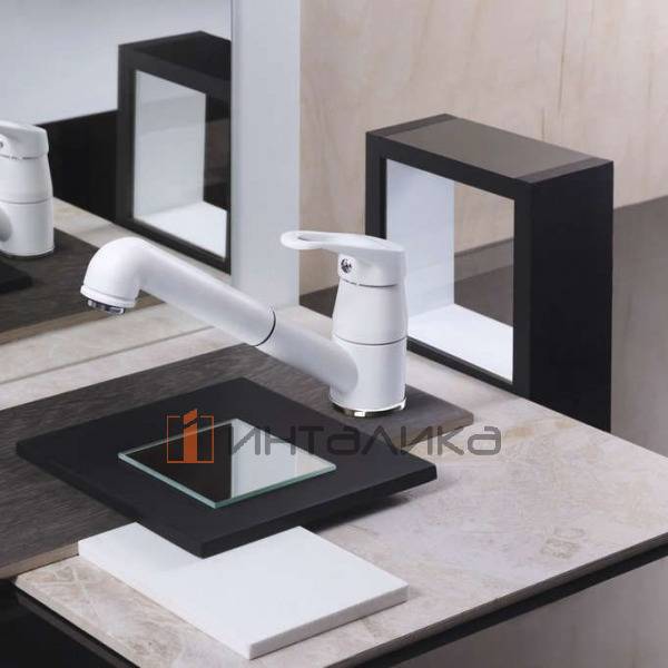 Смеситель Omoikiri TATEYAMA-S однорычажный, с выдвижным шлангом, платина – 4