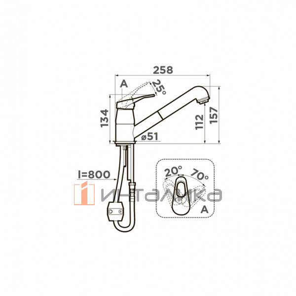 Смеситель Omoikiri TATEYAMA-S однорычажный, с выдвижным шлангом, шампань – 2