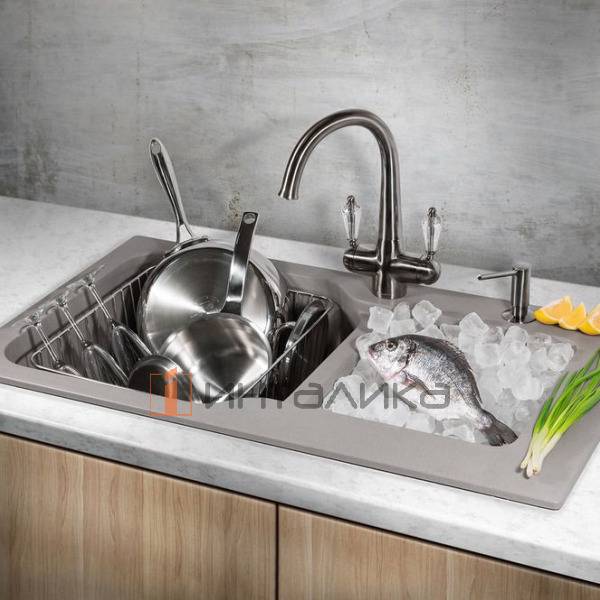 Смеситель Omoikiri OKINAWA 2 двухрычажный, с выводом для питьевой воды, античное серебро – 4