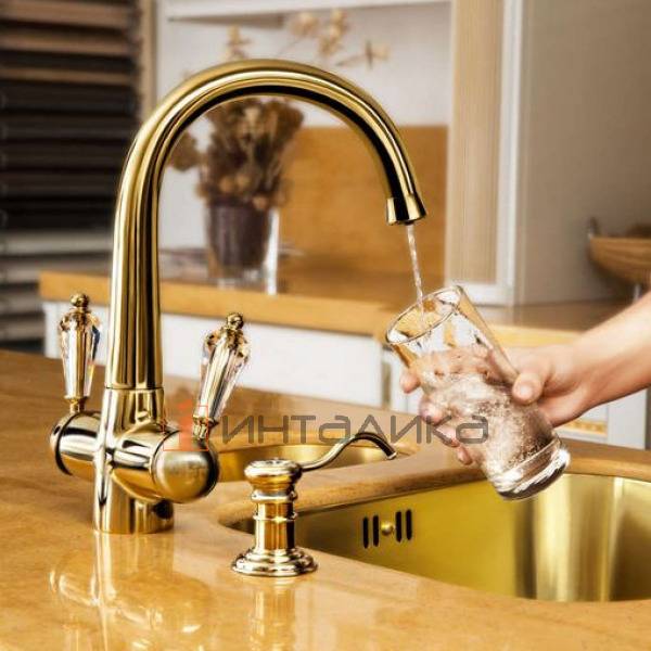 Смеситель Omoikiri OKINAWA 2 двухрычажный, с выводом для питьевой воды, античное серебро – 5