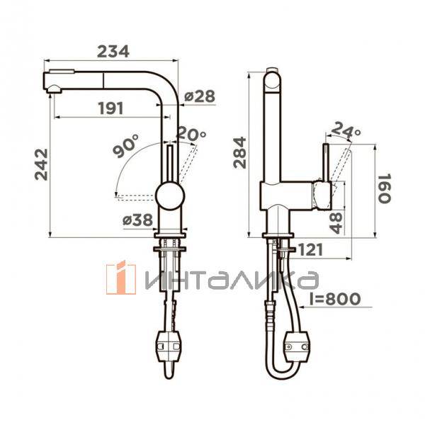 Смеситель Omoikiri TANIGAWA-SB однорычажный, с выдвижным шлангом, нержавеющая сталь – 2