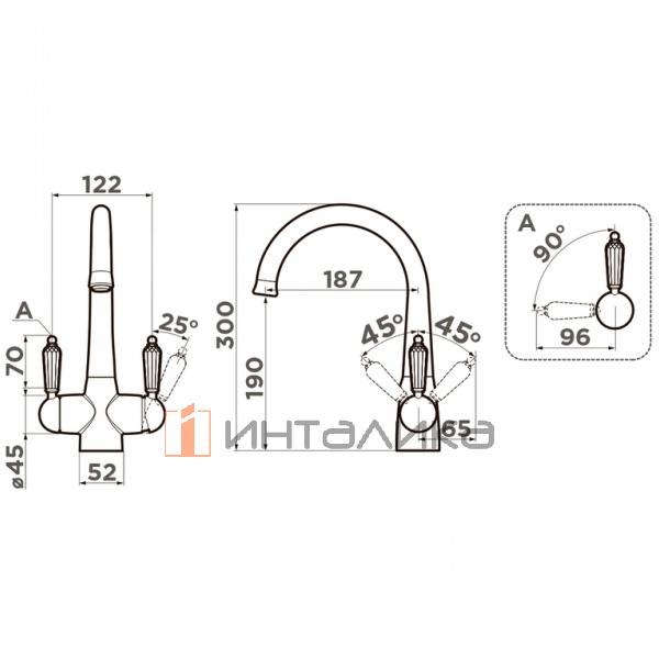 Смеситель Omoikiri OKINAWA 2 двухрычажный, с выводом для питьевой воды, золото | кристаллы Swarovski – 2
